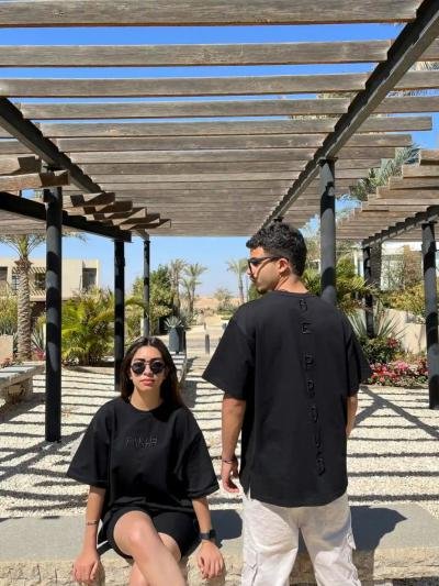 All in black T-shirt