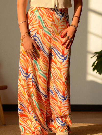 Crepe wide leg pants