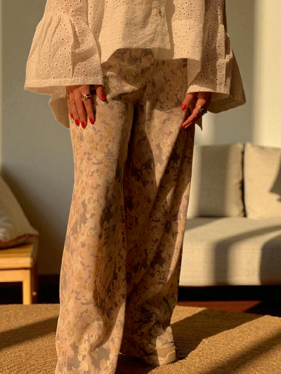 Crepe Satin wide leg pants