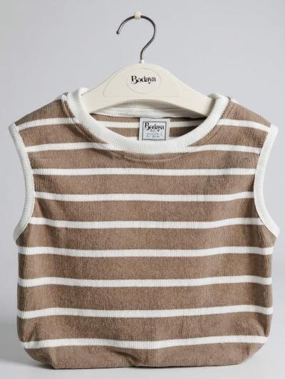 Cafe Striped sleeveless cotton basic top