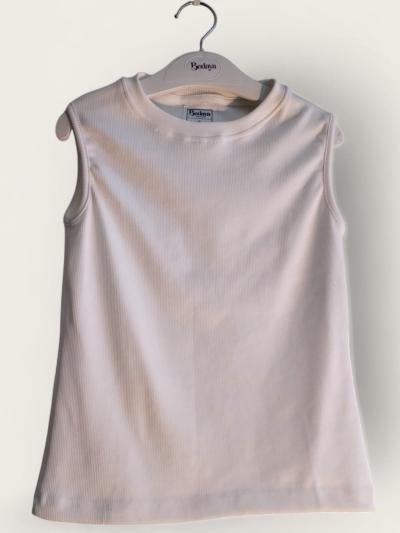 White sleeveless cotton basic top